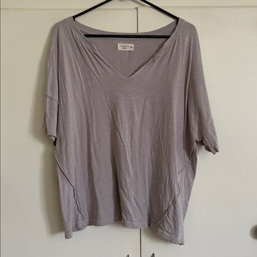 Ocean Drive Gray V Neck Tee LAST CALL